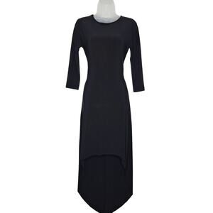 Norma Kamali Kulture Midi Dress S Jersey Hi-Low Long Sleeve Alt Goth Minimalist